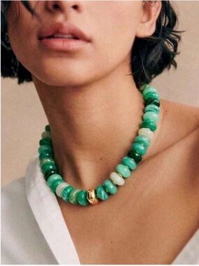 New! Preppy Colorful Green Beaded Chunky Dopamine Necklace NWOT 1073